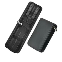 Ensemble de manucure pour hommes JM, 6 pièces, en acier inoxydable, coupe-ongles, kit de soin et de toilettage avec sac de voyage