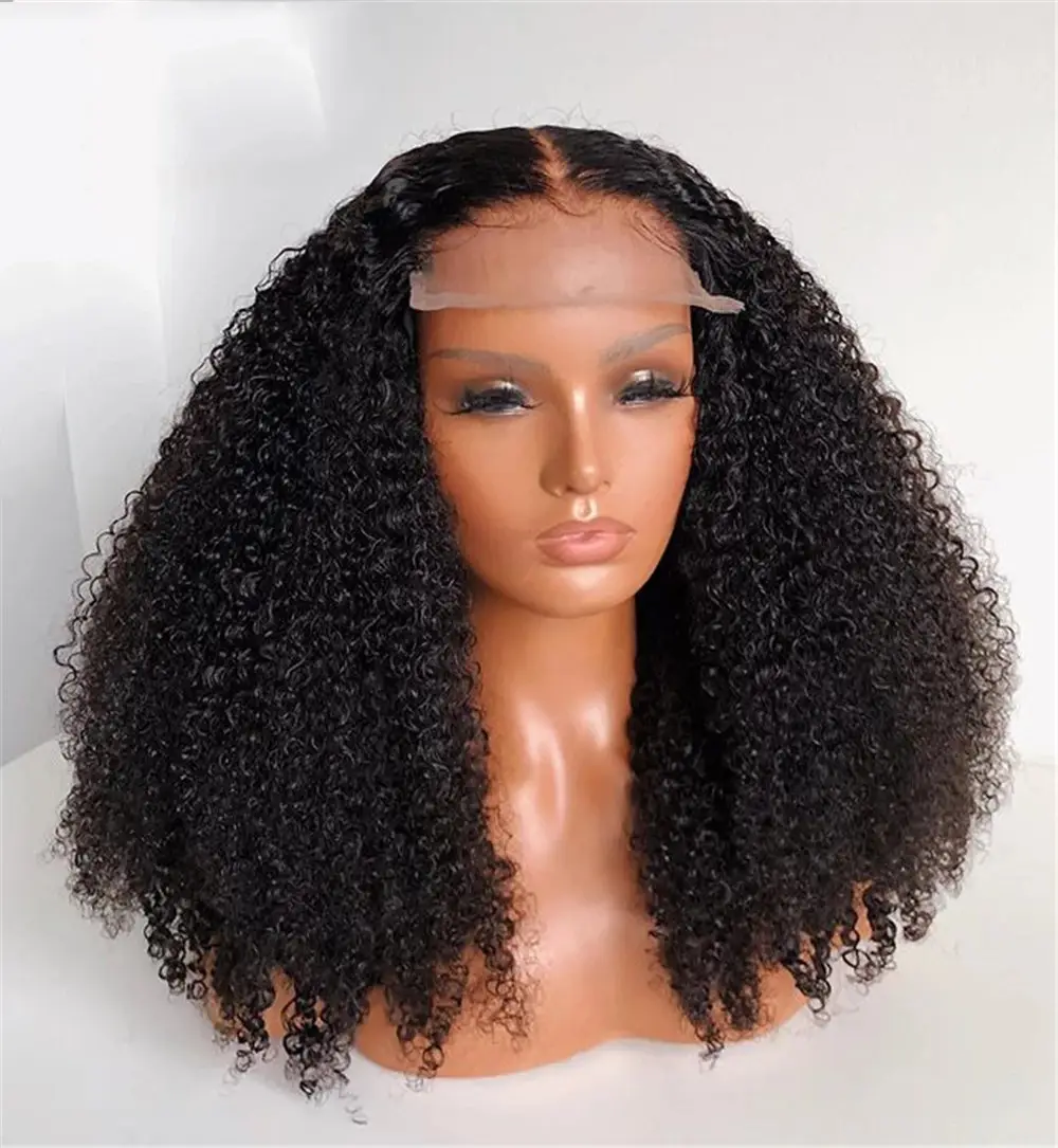 4x4 레이스 클로저 인간의 머리 가발 Afro Kinky Curly 브라질 레미 헤어 레이스 가발 HD 투명 레이스 클로저 가발 250% 밀도