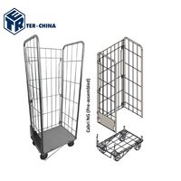 Chariot à linge en acier avec grille métallique 700x500xH1500, capacité 200 kg, maille 60x120 mm, finition thermolaquée