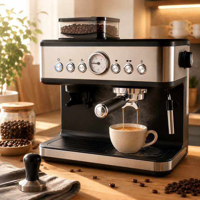 3 in 1 Capsule Espresso Coffee Machine with Grinder Milk Frother Pump Pressure Coffee Maker for Home Office Cafe Use