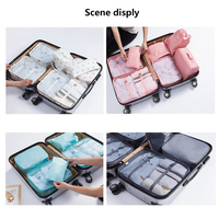 Ensemble de 7 sacs de rangement de voyage avec cordon de serrage, cubes d'emballage pour vêtements, organisateurs de bagages légers, design personnalisé