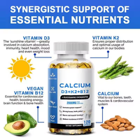 Cápsulas Blandas de Complejo de Vitaminas D3, K2 y B12 OEM, Suplemento para la Salud Ósea y Energía Natural