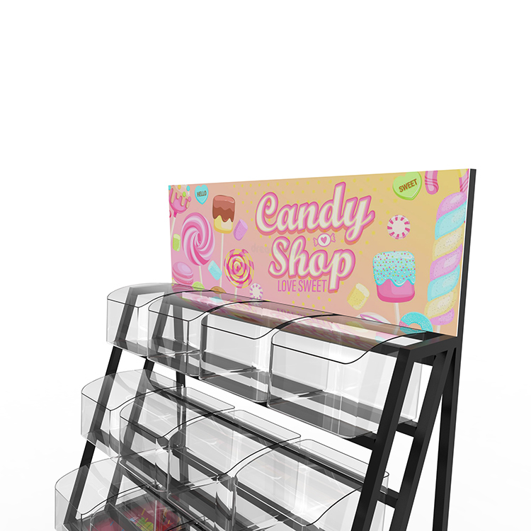 Apache Customized Light Duty Metal Supermarket Candy Rack Storage Stand 3 Shelves Custom Logo for Candy Shops Bakeries Grocery — view 5