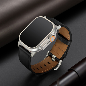 Bracelet de montre en cuir véritable habillé Vintage anti-transpiration pour <span class=keywords><strong>Apple</strong></span> I <span class=keywords><strong>Watch</strong></span> Band 49mm/<span class=keywords><strong>45mm</strong></span>/44mm/42mm/41mm bracelets en cuir pour montres - Product Image 1