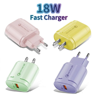 Chargeur de téléphone coloré Macaroon 18W, adaptateur mural rapide QC 3.0 avec protection intelligente de la batterie pour appareils mobiles, prise US EU