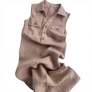 Offre Exceptionnelle : Achetez maintenant ! Robe Gilet Longue Boutonnée en Lin Kaki Style Old Money Haut <span class=keywords><strong>de</strong></span> Gamme pour Femme – Collection Designer - Product Image 1