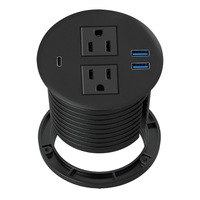 Station de charge pour poste de travail de 2 m (6,56 pi) avec cordon de 20 W, 80 mm, double prise CA et chargeur USB pour mobilier de bureau partagé