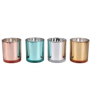Home Decor Galvaniseren Glazen Pot Voor Kaars Leeg Mat Oppervlak Luxe Glazen Kaarsen Potten 220Ml Goud Zilver Glas Kandelaars