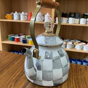 Lukisan rumah Retro kopi air panas teko keramik teko Enamel ketel - Product Image 4