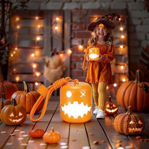 Lanterne LED portable en forme de citrouille pour fête d'Halloween, veilleuse, décoration de fête, cadeau pour enfants - Product Image 6