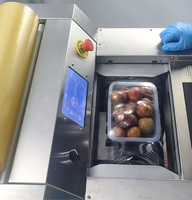 Versehoudende PVC-clingfilm tray-wikkel- en verzegelmachine voor supermarktvoedsel, fruit, groenten en vleesverpakkingen