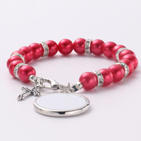 Personnalisation rapide Bijoux à la mode Croix Catholique Chapelet Bracelets Sublimation Chapelet Bracelets