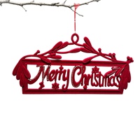 Pendentif Lettre de Noël en Plastique Floqué Rouge Vin, Décoration Joyeux Noël, Ornement pour Arbre de Noël, à Suspendre à l'Armoire