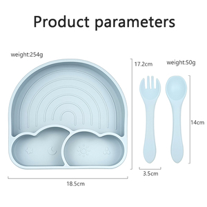 Ensemble d'alimentation pour bébé en silicone de qualité alimentaire RTS avec cuillère et fourchette, <span class=keywords><strong>kit</strong></span> <span class=keywords><strong>Bebe</strong></span> Plato sans BPA, compatible micro-ondes et lave-vaisselle - Product Image 4