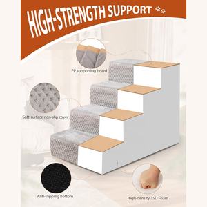 4-Step Hond Trappen Voor Kleine Honden Antislip Bodem Wasbaar Hoes Hoge Bed Bank Effen Patroon Huisdier Bed Voor Katten Reizen - Product Image 2