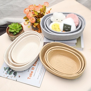 Cotton Thread Woven <strong>Small</strong> <strong>Storage</strong> <strong>Basket</strong> for Desktop Fabric <strong>Storage</strong> and Miscellaneous Item Organizing - Product Image 1