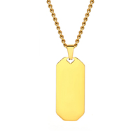 Collier pendentif étanche en acier inoxydable plaqué or 18 carats PVD, personnalisable, gravure commémorative, plaque nominative vierge