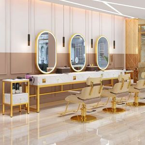 Customized Oval LED Salon <b>Mirror</b> <b>Makeup</b> <b>Vanity</b> <b>Mirror</b> Station Barber Shop Furniture - Product Image 5