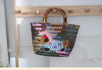 Panier de légumes tissé à la main Pp à la mode grande capacité sac à main décontracté sac de plage usine en gros