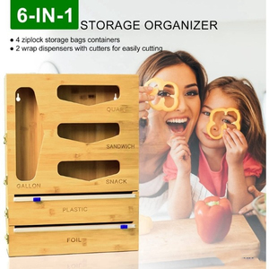 Factory Direct Bamboo Wooden <b>Drawer</b> <b>Storage</b> Organizer for Ziplock Bag Bamboo Zip Lock Bag Organizer - Product Image 3