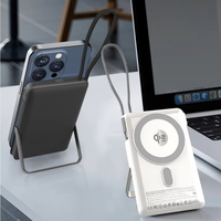Chargeur portable magnétique sans fil 25W, batterie externe 10000mAh avec batterie semi-solide, charge rapide sans fil USB-C avec support métallique