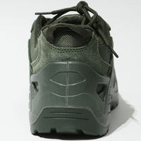 Sepatu Kerja Outdoor Hijau Model Low Cut, Bahan Oxford, Bagian Atas Kulit Sapi Suede, Tali, Sol Karet Anti Selip untuk Latihan Lapangan dan Penggunaan Luar Ruangan
