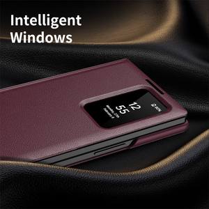 Étui à rabat en cuir PU intelligent de luxe avec fentes pour cartes pour <span class=keywords><strong>Samsung</strong></span> <span class=keywords><strong>Galaxy</strong></span> Z Fold 7 6 5 4 3 / Z TriFold Smart Sleep Window <span class=keywords><strong>Book</strong></span> Cover - Product Image 4