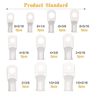 ขั้วต่อสายแบตเตอรี่ทองแดงชุบดีบุกแบบข้ามพรมแดน AWG810 50 ชิ้น 10 ประเภท หัวต่อสายเคเบิล - Product Image 2