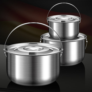 304 Stainless Steel Lard Basin With Lid Large Capacity Sealed Heatable Pot For Camping Food Storage - Product Image 1
