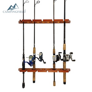 CAMPINGFIELD Support mural pour 9 cannes <span class=keywords><strong>à</strong></span> <span class=keywords><strong>pêche</strong></span> en bois de pin 57x7x1.5cm pour garage, abri de jardin, organisateur de cour - Product Image 3
