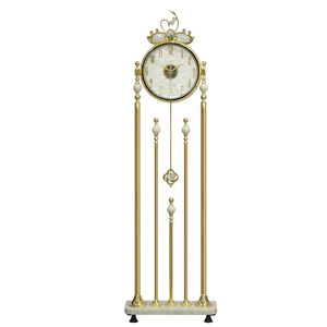 European Style Floor Clock Quartz Movement Golden Standing Clock Living Room Decoration - Product Image 3