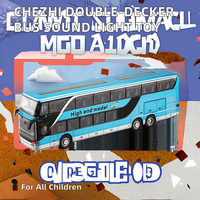 CHEZHI 1/30 Bus à deux étages avec son et lumière, portes ouvrables, modèle de voiture en métal moulé sous pression, jouet pour enfants et adultes, collection