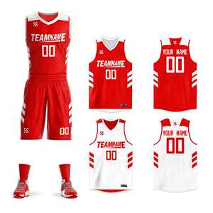 Conjuntos Deportivos Personalizados en Rojo y Blanco de Doble Cara, Diseño de Camiseta de Baloncesto - Product Image 1