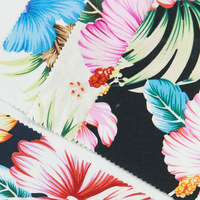 Tissu en popeline de coton à imprimé floral tropical hawaïen personnalisé pour chemises et vêtements