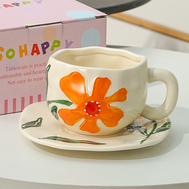 Taza y plato Jl-1060-010p - Caléndula