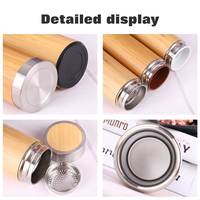 Ücretsiz Sıfır Atık Hedefi Doğal Bambu Kabuklu 300ml 450ml 500ml Çift Cidarlı Paslanmaz Çelik Vakumlu Yalıtımlı Çevre Dostu Şişe