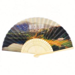 Ventiladores Portátiles de Bambú Personalizados al por Mayor, Regalos de Papel Pintados a Mano - Product Image 3