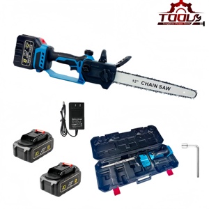เลื่อยโซ่ไฟฟ้าไร้สาย OEM ขนาด 12 นิ้ว 21V มอเตอร์ไร้แปรงถ่าน 900W ใช้งานมือเดียว สำหรับตัดแต่งไม้ อุตสาหกรรม DIY สีน้ำเงิน - Product Image 5