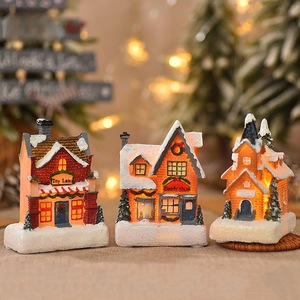 Christmas Resin Miniature House Led Lighting Indoor Decoration 3-3.9in Matte Finish Living Room Ornament - Product Image 2