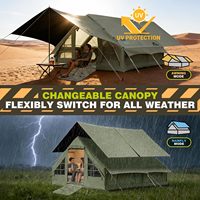 Tente de camping gonflable imperméable pour 4 à 10 personnes, grande tente chaude avec cheminée, quatre saisons avec bâche de toit/sol