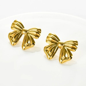 Pendientes de Acero Inoxidable con Lazo Grande, Chapados en Oro, Joyería Gruesa, Regalo - Product Image 3