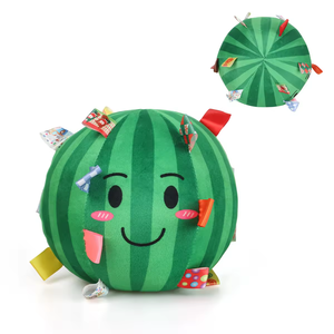 Soft Plush Activity Ball Toy with <b>Tags</b> | Colorful Sensory Play Ball for Puppies or Babies, Cute Dog Embroidery Design - Product Image 1