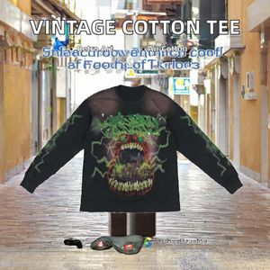 T-shirt à manches longues surdimensionné pour homme, streetwear, imprimé graphique noir avec motif, col rond, tricoté en polyester - Product Image 2