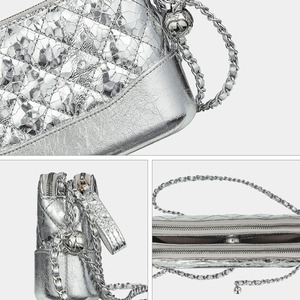 Zenos Silver Genuine Leather Quilted Crossbody Bag Women French Style <b>Small</b> Chain Shoulder Bag Luxury High End Fashion <b>Handbag</b> - Product Image 6