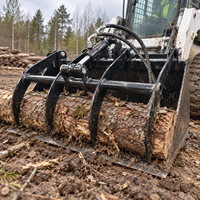Accessoires de godets à griffes hydrauliques pour chargeuses compactes et chargeuses sur chenilles, pour la préhension de roches, bois et gazon