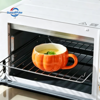 Mug en céramique créatif et personnalisé, style bohème, en forme de citrouille de Noël, sans cuillère, pour cadeaux d'affaires, avec couvercle