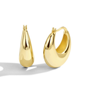2024 Trendy 14k PVD Gold Plated Brass Alloy Chunky Hoop Earrings with Channel Setting No Main Stone Fashion in Stock China - Product Image 4