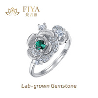 Bague en émeraude cultivée en laboratoire, brossée, en argent sterling S925, or rose, élégante, pour l'index, bijoux fins et tendance, cadeau d'anniversaire pour femme
