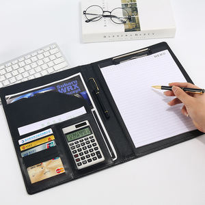 A4 personalizable Business Manager Clip Portafolio Durable PU Funda de cuero Carpeta de documentos con portapapeles y calculadora - Product Image 5