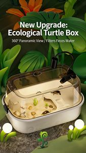 Plataforma <span class=keywords><strong>de</strong></span> Bronceado Rectangular Ecológica para Tortugas - Hábitat Cerrado <span class=keywords><strong>de</strong></span> PP Duradero con Escalón Antideslizante para Tortugas <span class=keywords><strong>de</strong></span> <span class=keywords><strong>Orejas</strong></span> <span class=keywords><strong>Rojas</strong></span> - Product Image 2